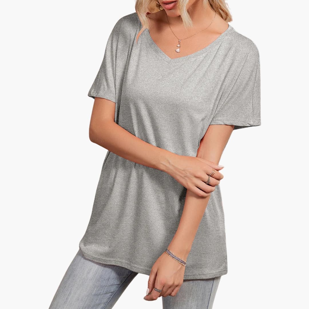 Women's Short Sleeve T-Shirt Crew Neck Asymmetrical Hem