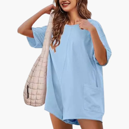 Women's Short Sleeve T-Shirt Dress Cotton Mini Pocket