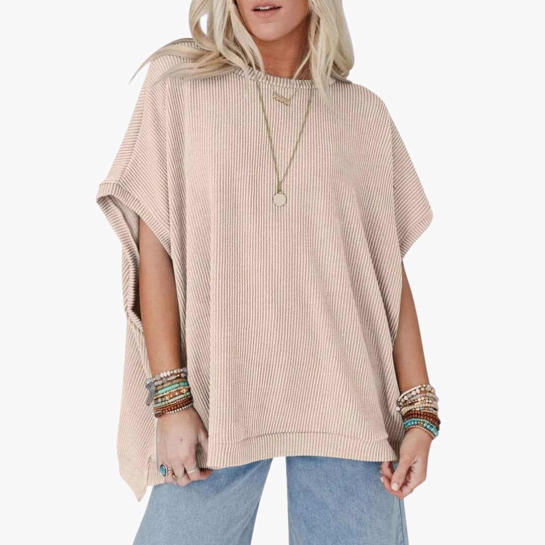 Women's Short Sleeve Crew Neck T-Shirt Ribbed Cotton