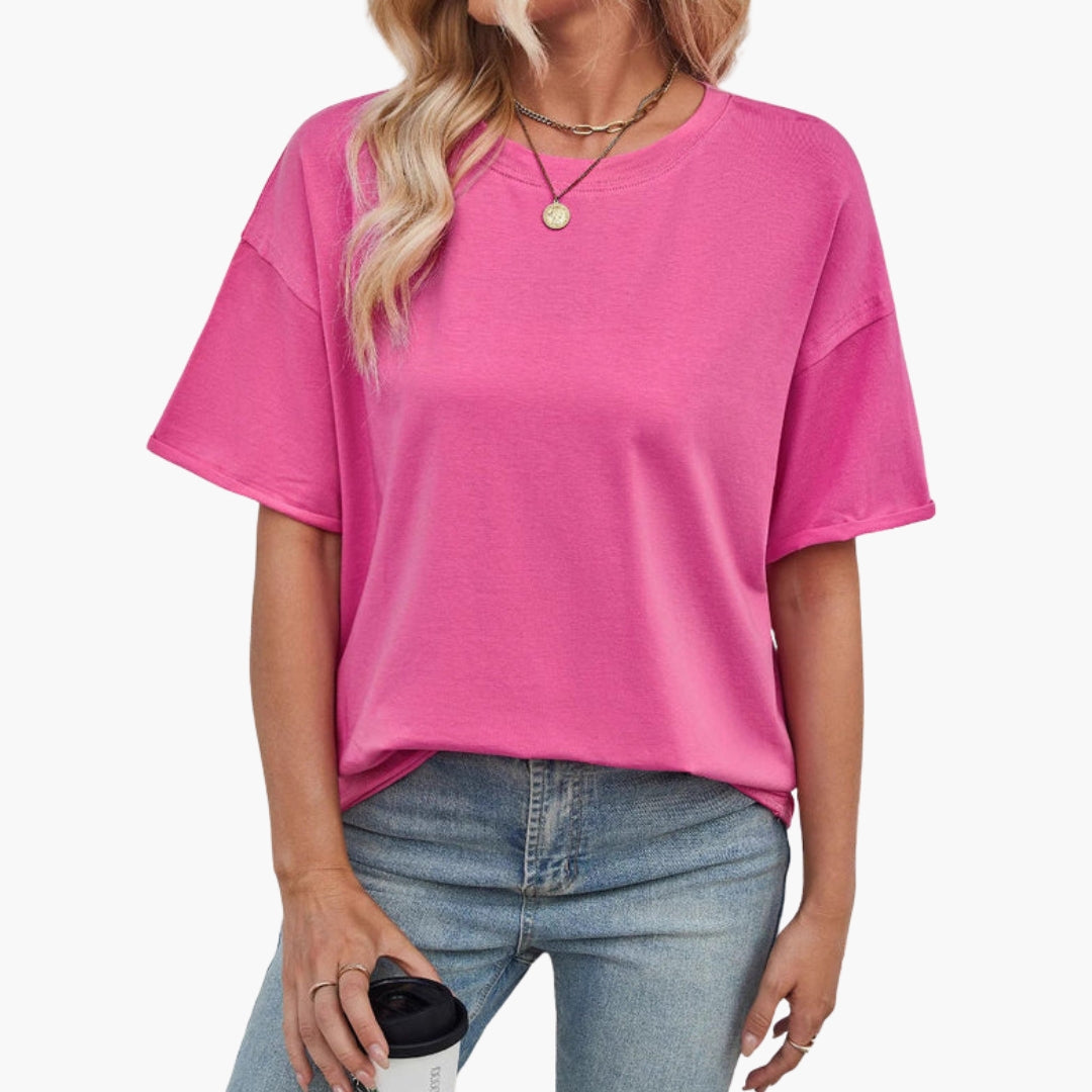 Women's Oversized T-Shirt Round Neck Cotton - Fashinoza