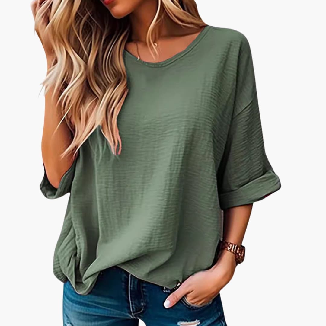 Women's Short Sleeve Crew Neck T-Shirt Oversized Textured
