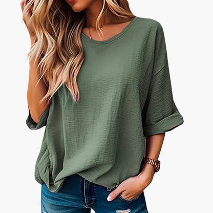 Women's Short Sleeve Crew Neck T-Shirt Oversized Textured