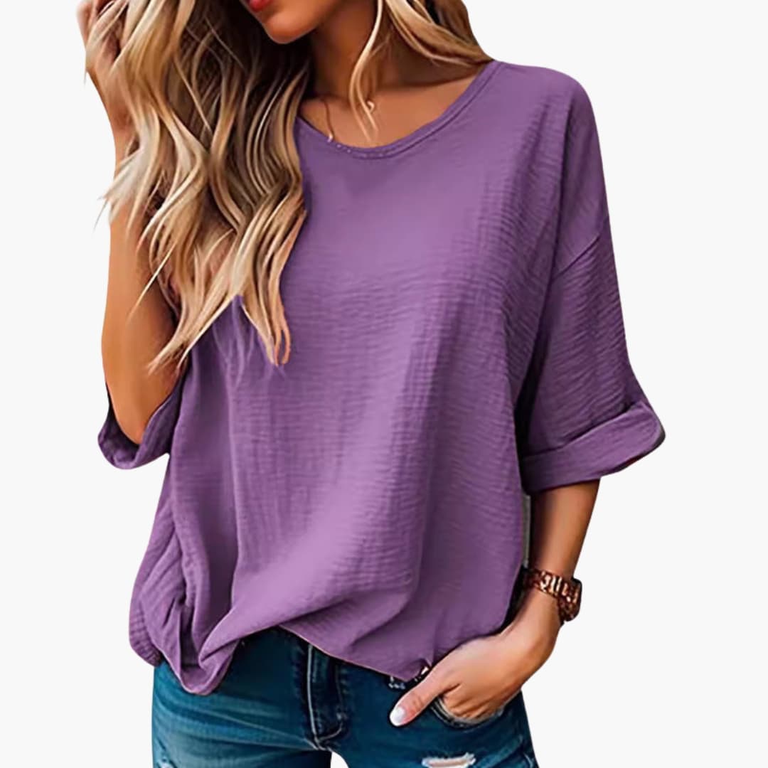 Women's Short Sleeve Crew Neck T-Shirt Oversized Textured