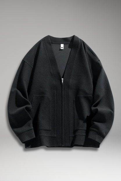 Men's Zip Cardigan Oversized Deep Pockets - 
Fashinoza
