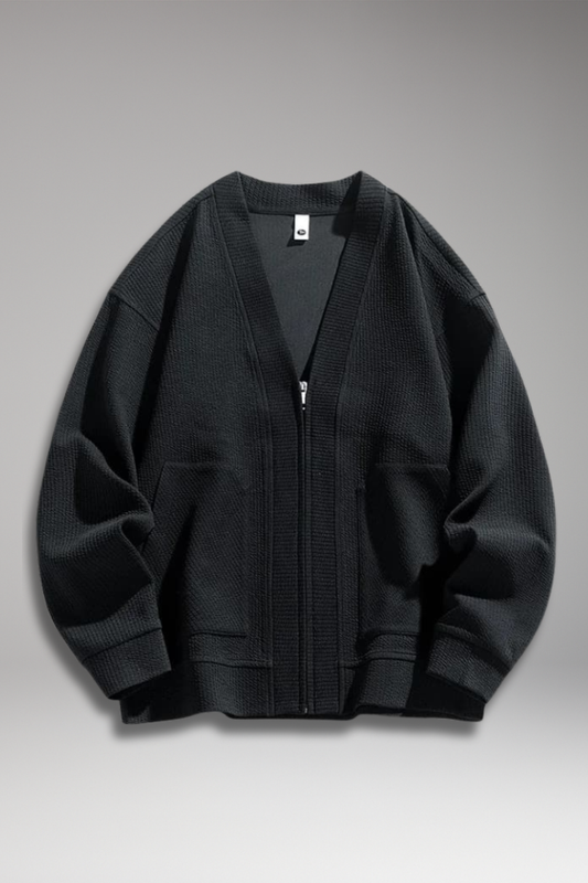 Men's Zip Cardigan Oversized Deep Pockets - 
Fashinoza
