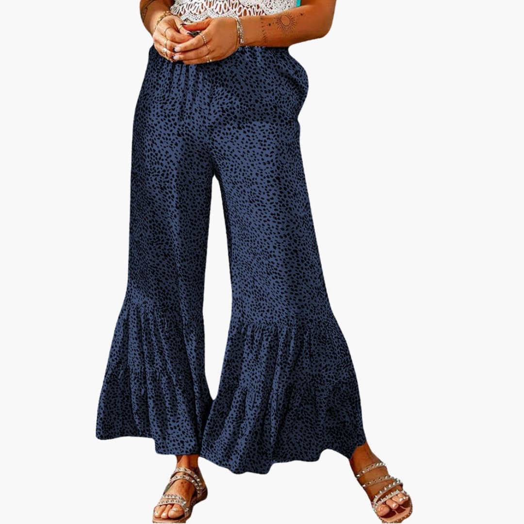 Women's Palazzo Pants Elastic Waist High Waist Tie Belt