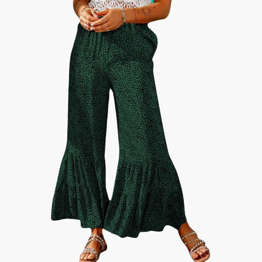 Women's Palazzo Pants Elastic Waist High Waist Tie Belt - Fashinoza