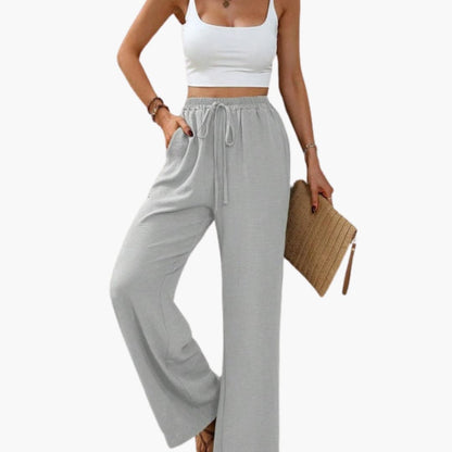 Women's Palazzo Pants Elastic Waist Practical Pockets
