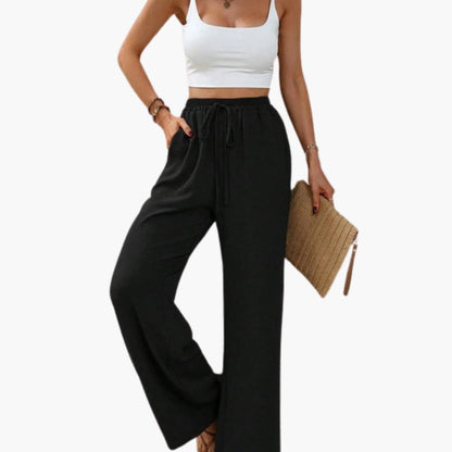Women's Palazzo Pants Elastic Waist Practical Pockets