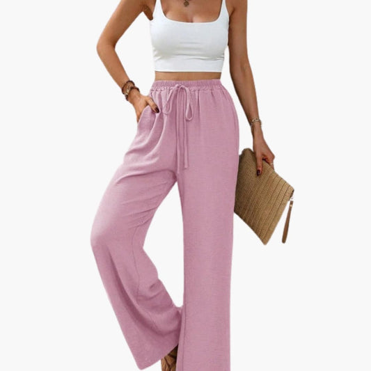 Women's Palazzo Pants Elastic Waist Practical Pockets - Fashinoza