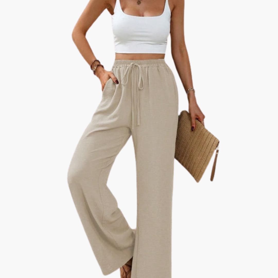 Women's Palazzo Pants Elastic Waist Practical Pockets