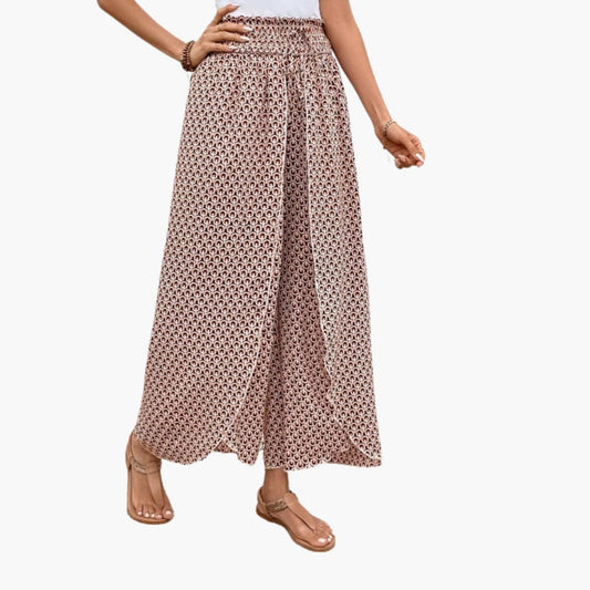 Women's Printed Palazzo Pants Elastic Waistband - Fashinoza