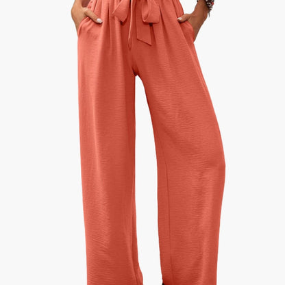Women's Palazzo Pants Elastic Waist Wide Leg Black