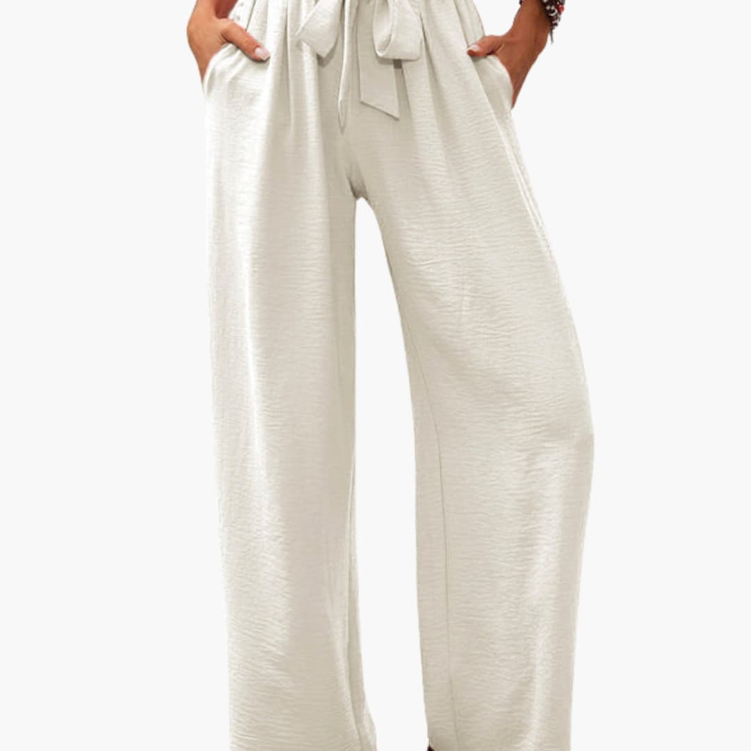 Women's Palazzo Pants Elastic Waist Wide Leg Black