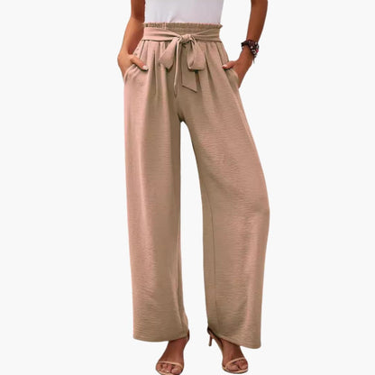 Women's Palazzo Pants Elastic Waist Wide Leg Black