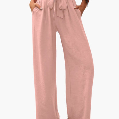 Women's Palazzo Pants Elastic Waist Wide Leg Black