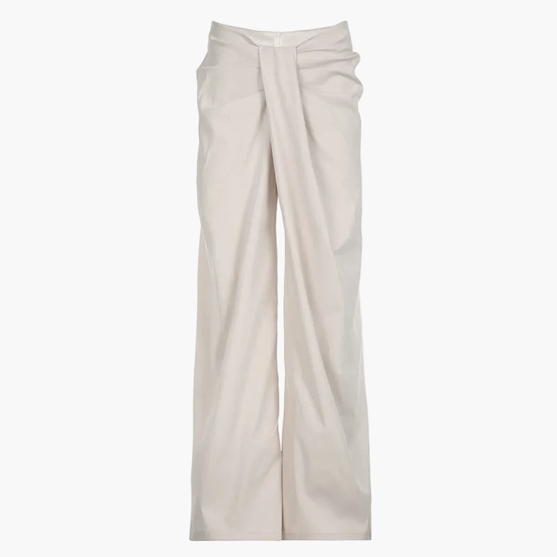 Women's High Waist Palazzo Pants Front Pleat Design - Fashinoza