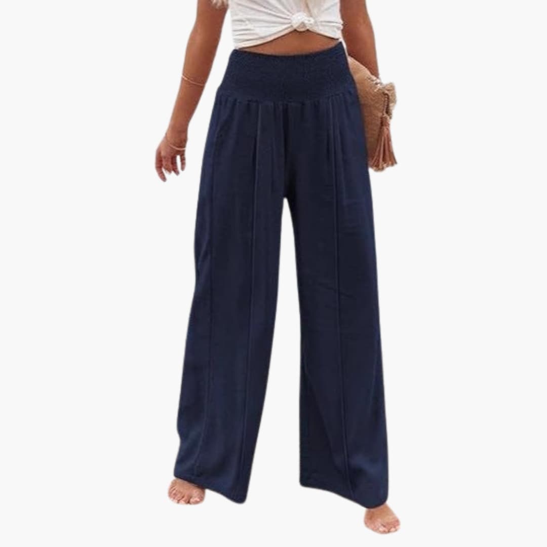 Women's High Waist Palazzo Pants Pleated Front - Fashinoza