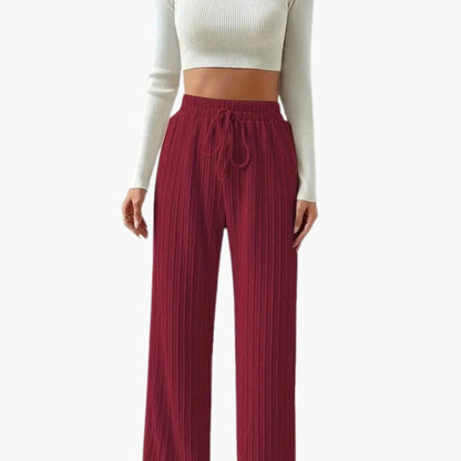Women's Palazzo Pants Cord Texture Elastic Waist