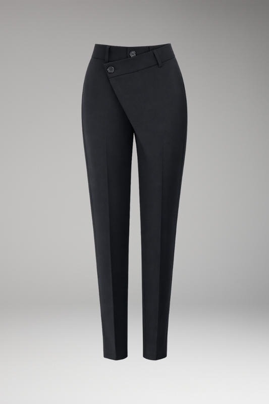 Women's Slim Leg Pants Asymmetric Waistband - 
Fashinoza