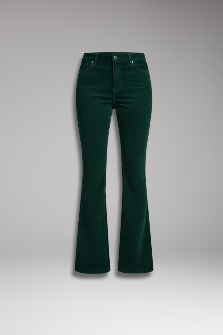 Women's Flared Ribbed Pants - 
Fashinoza