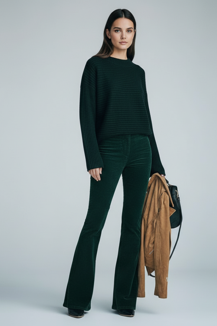 Women's Flared Ribbed Pants
