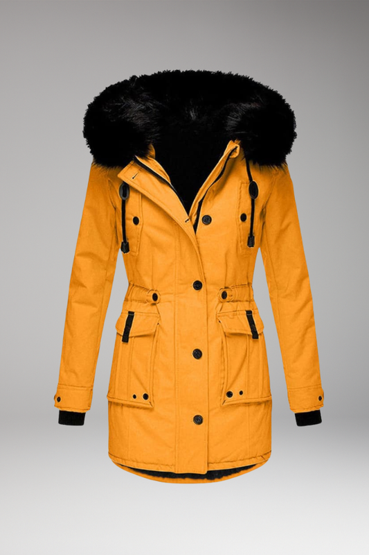 Women's Hooded Parka Jacket Button Front - 
Fashinoza