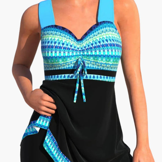 Women's Patchwork Tankini Swimsuit Set - Fashinoza