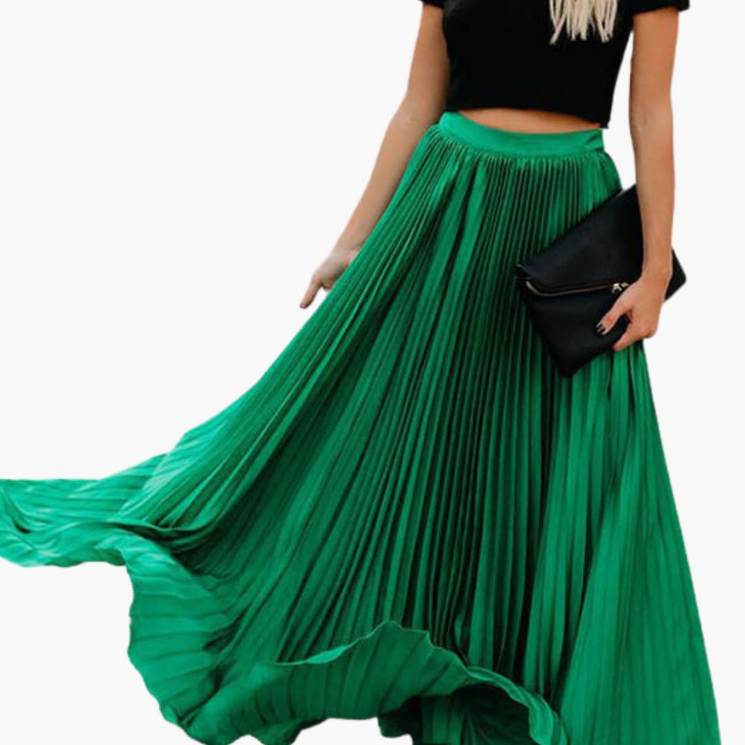 Women's Pleated Maxi Skirt Elastic Waist