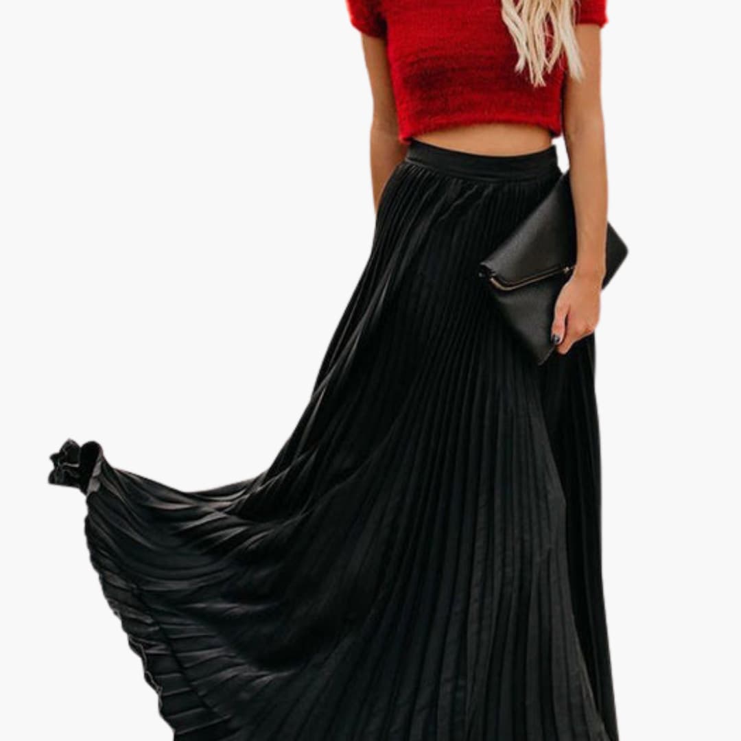 Women's Pleated Maxi Skirt Elastic Waist