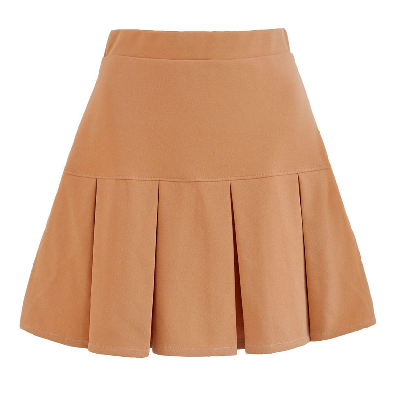 Women's Pleated Midi Skirt Elastic Waistband