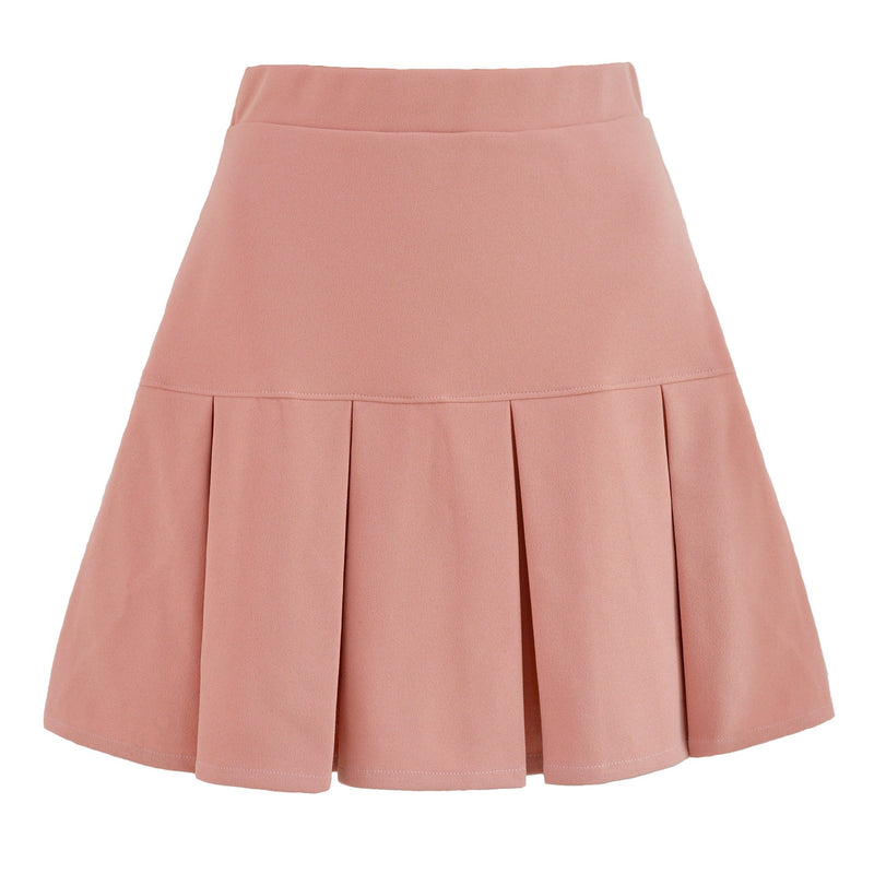 Women's Pleated Midi Skirt Elastic Waistband