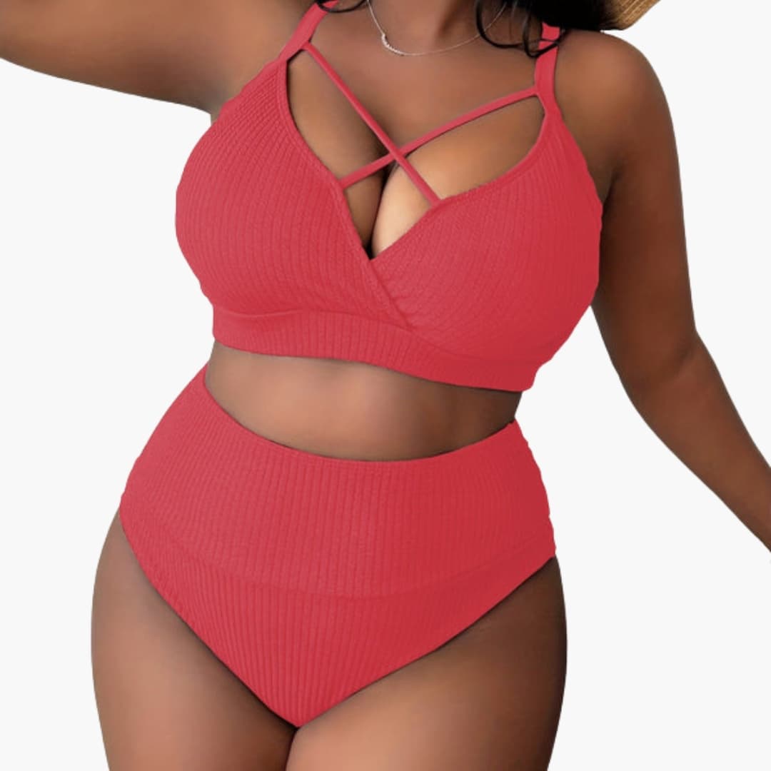 Women's Plus Size High-Waisted Bikini Set