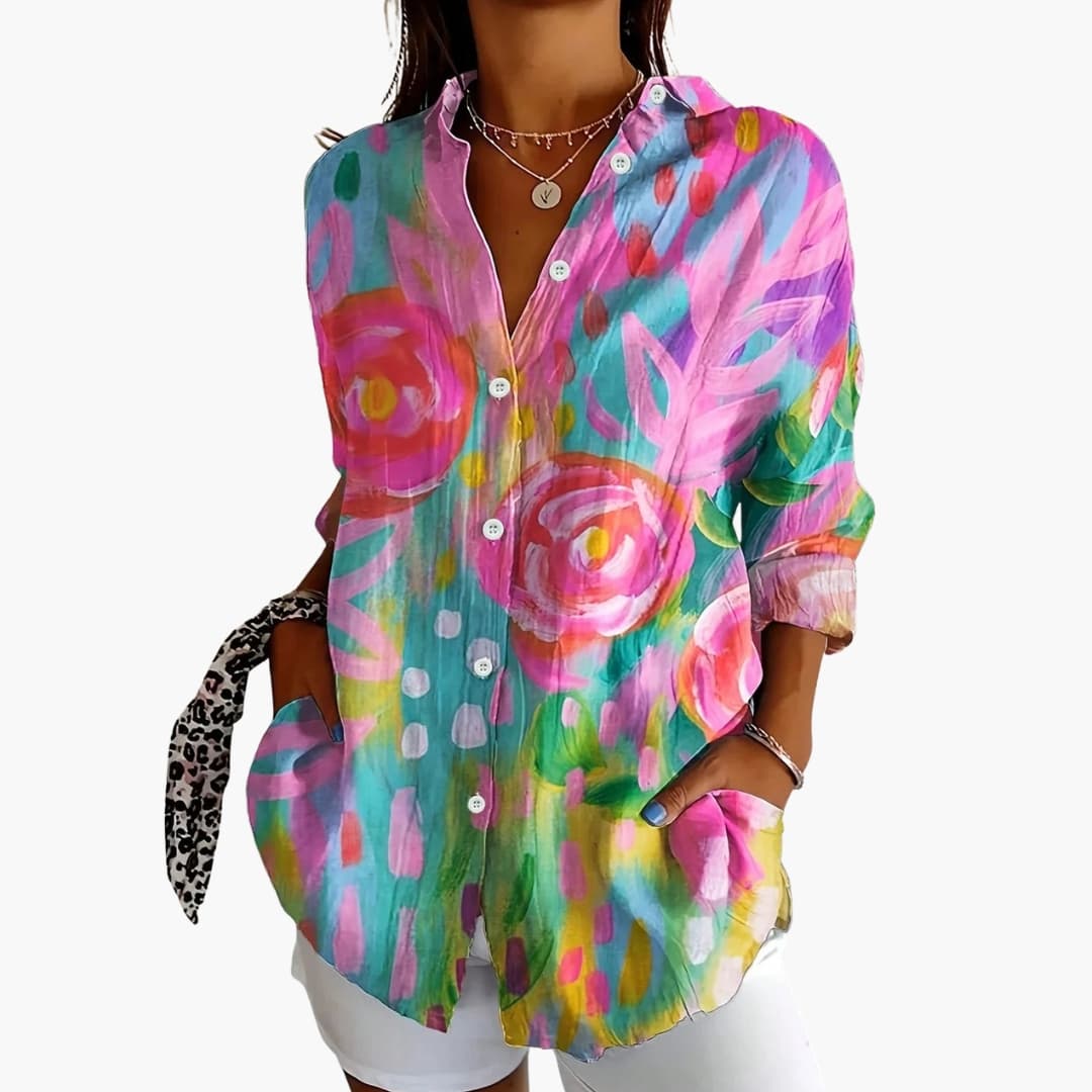 Women's Short Sleeve Loose Fit Blouse - Fashinoza