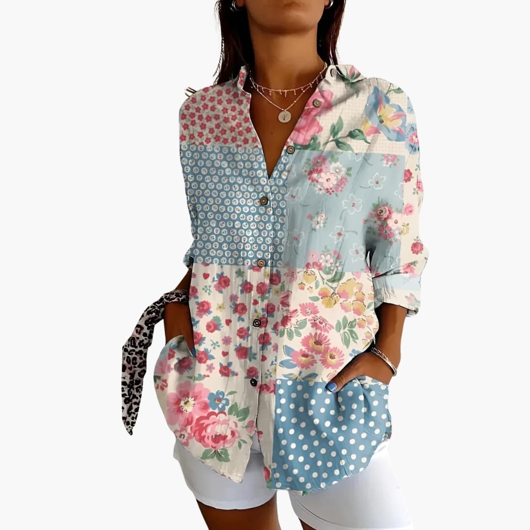 Women's Short Sleeve Blouse Loose Fit Printed