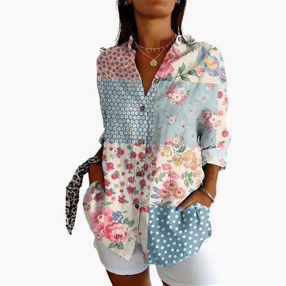 Women's Short Sleeve Blouse Loose Fit Printed