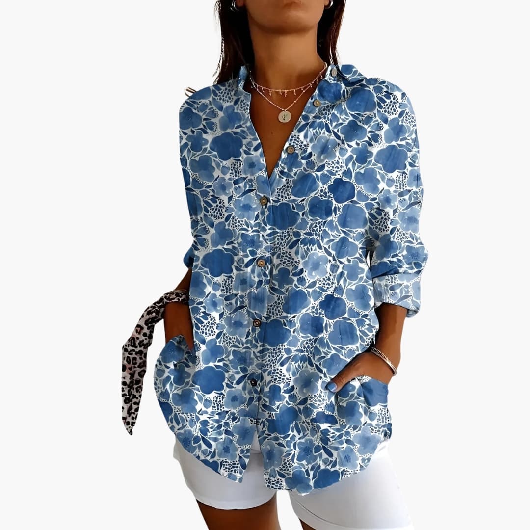 Women's Short Sleeve Blouse Loose Fit Printed