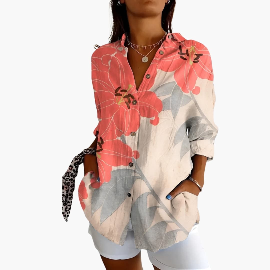 Women's Short Sleeve Blouse Loose Fit Printed