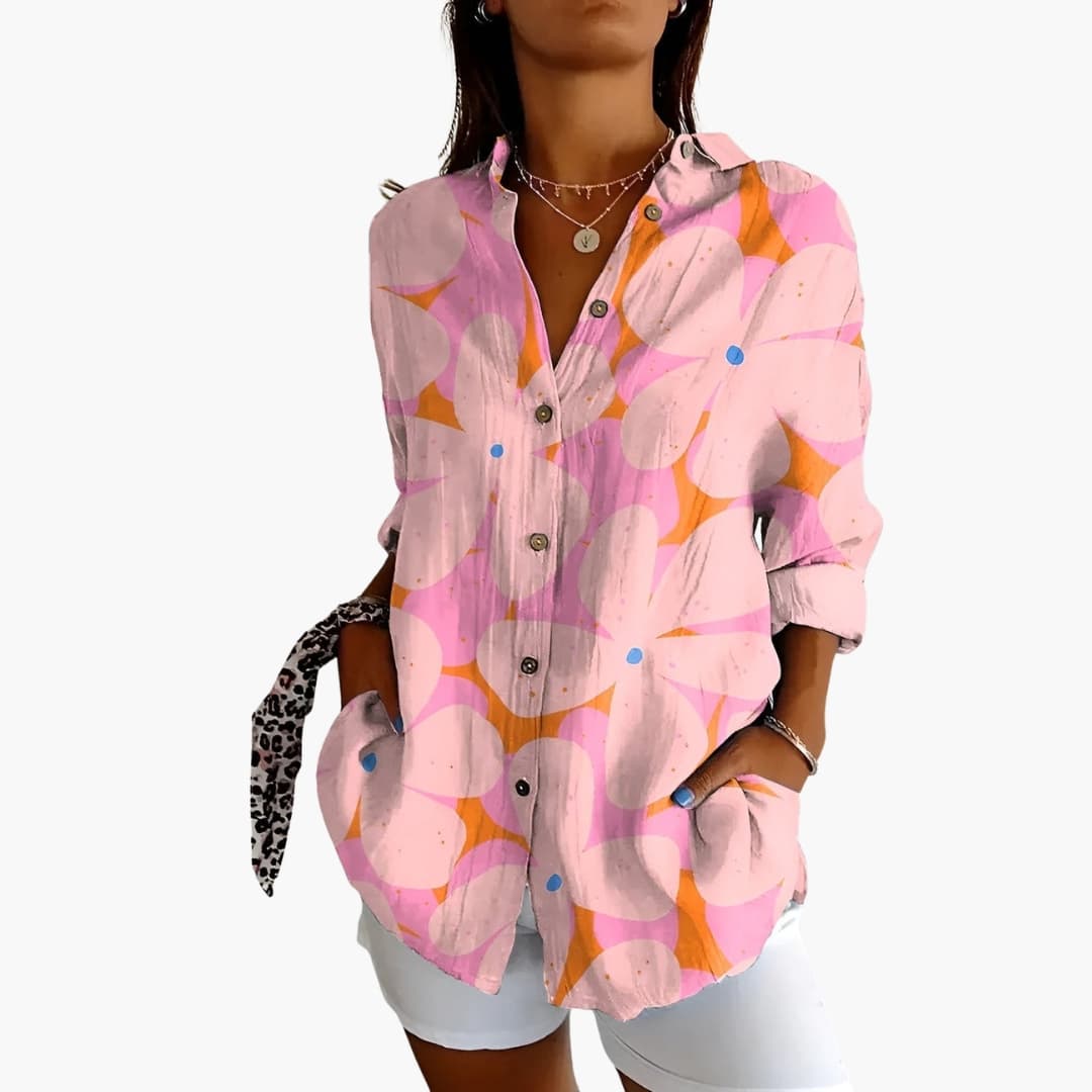 Women's Short Sleeve Blouse Loose Fit Printed