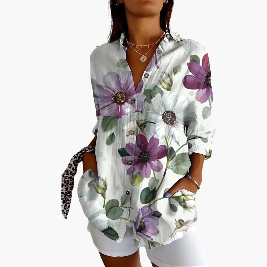 Women's Short Sleeve Blouse Loose Fit Printed