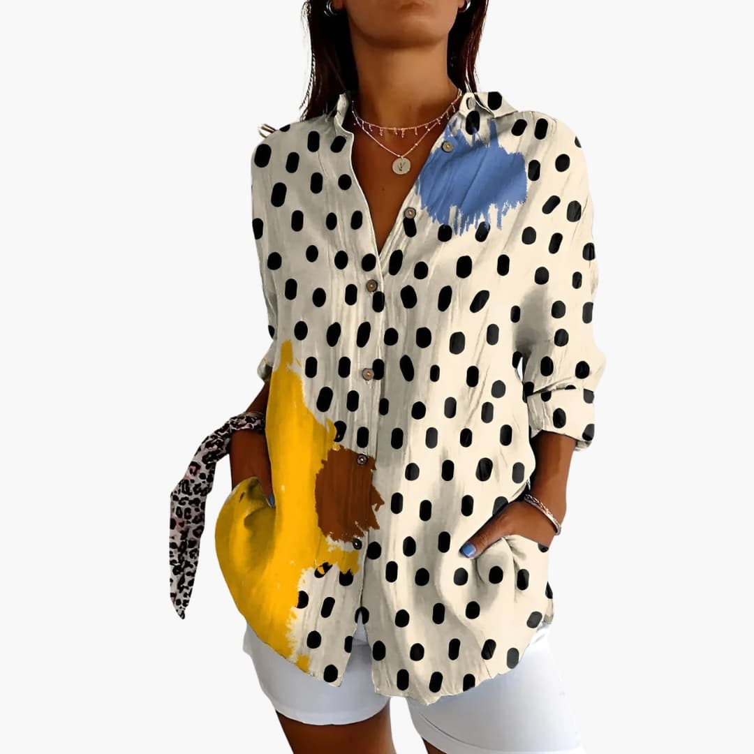 Women's Short Sleeve Blouse Loose Fit Printed