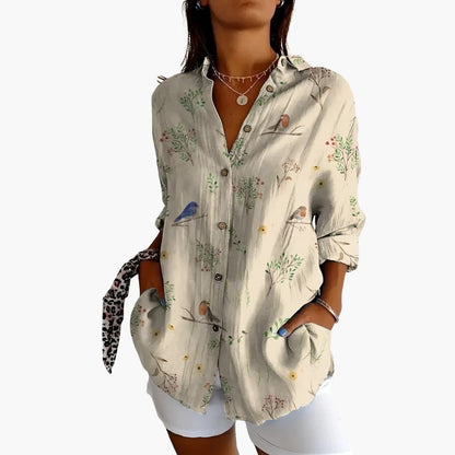 Women's Short Sleeve Blouse Loose Fit Printed