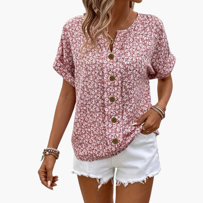 Women's Long Sleeve Blouse Loose Fit Printed Button Down Shirt