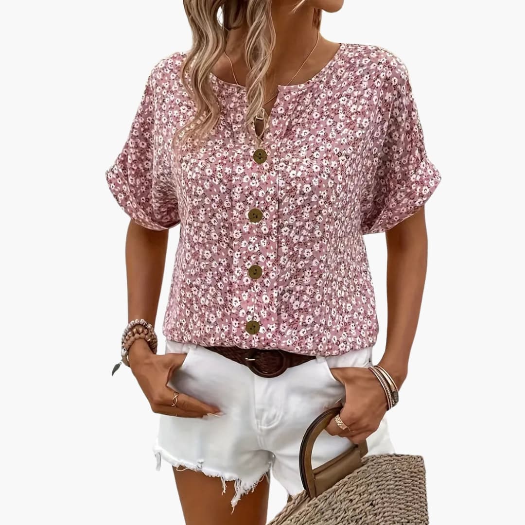 Women's Long Sleeve Blouse Loose Fit Printed Button Down Shirt