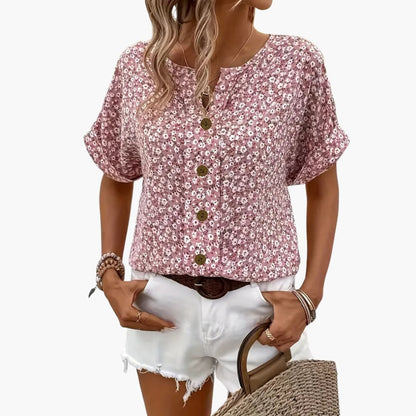 Women's Long Sleeve Blouse Loose Fit Printed Button Down Shirt