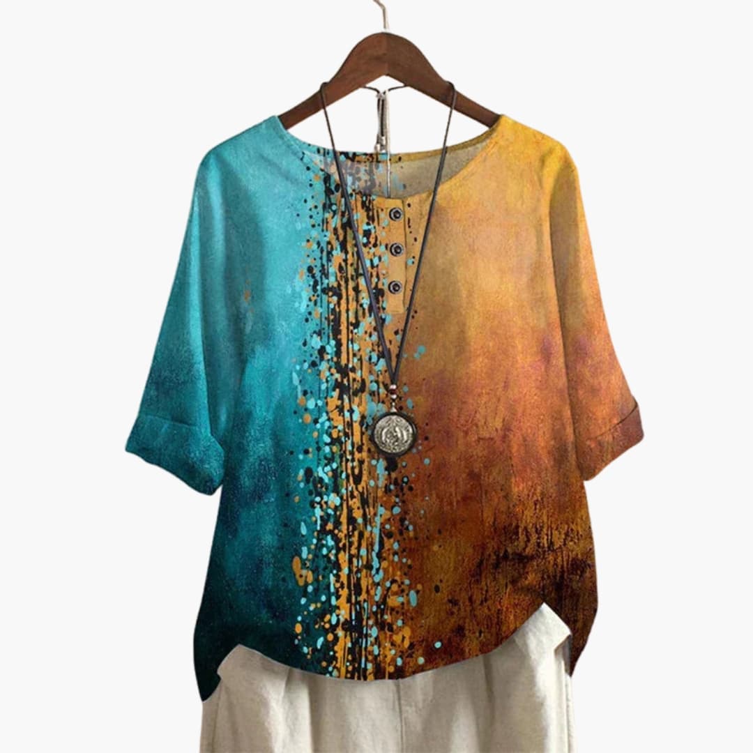 Women's Long Sleeve Blouse Loose Fit Printed