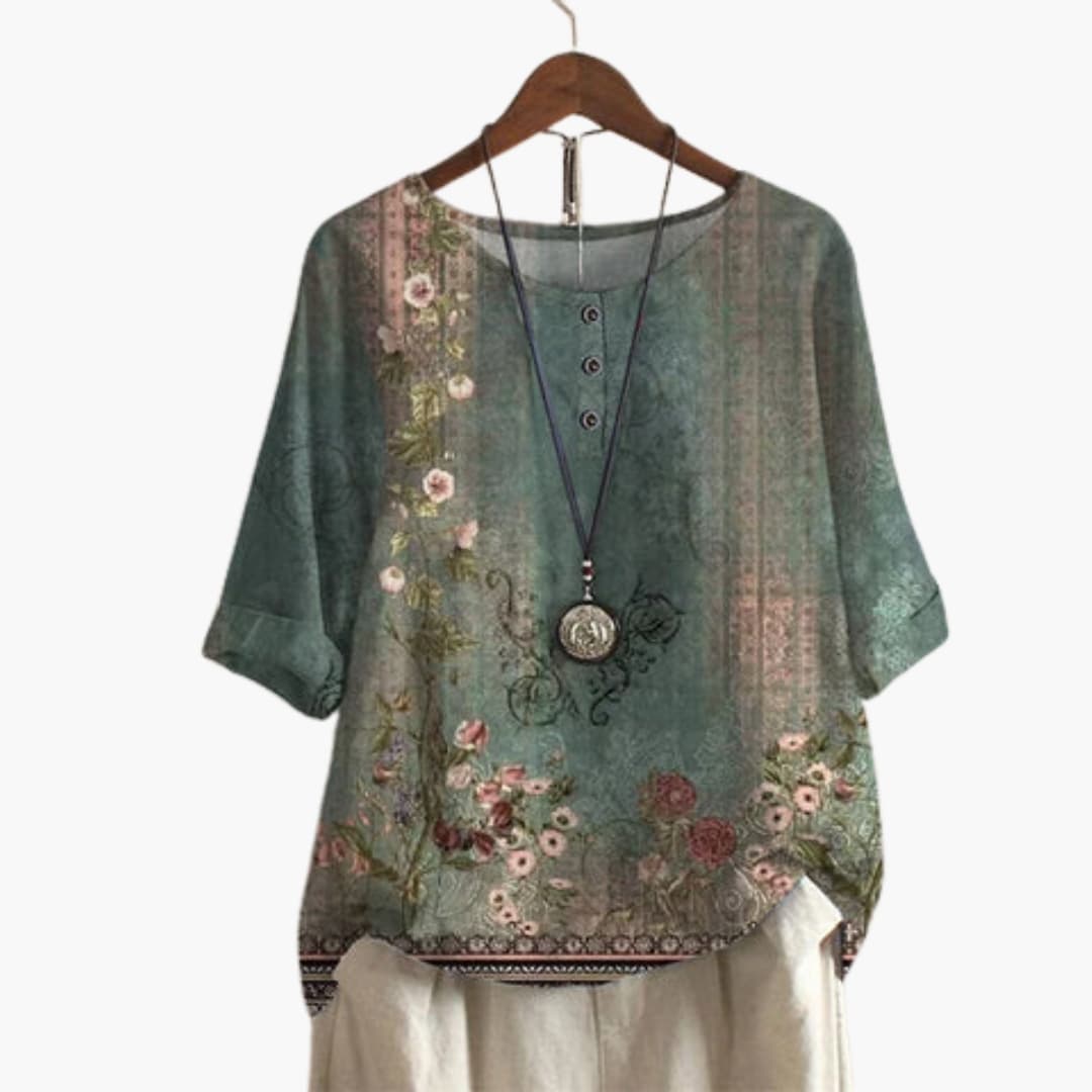 Women's Long Sleeve Blouse Loose Fit Printed - Fashinoza