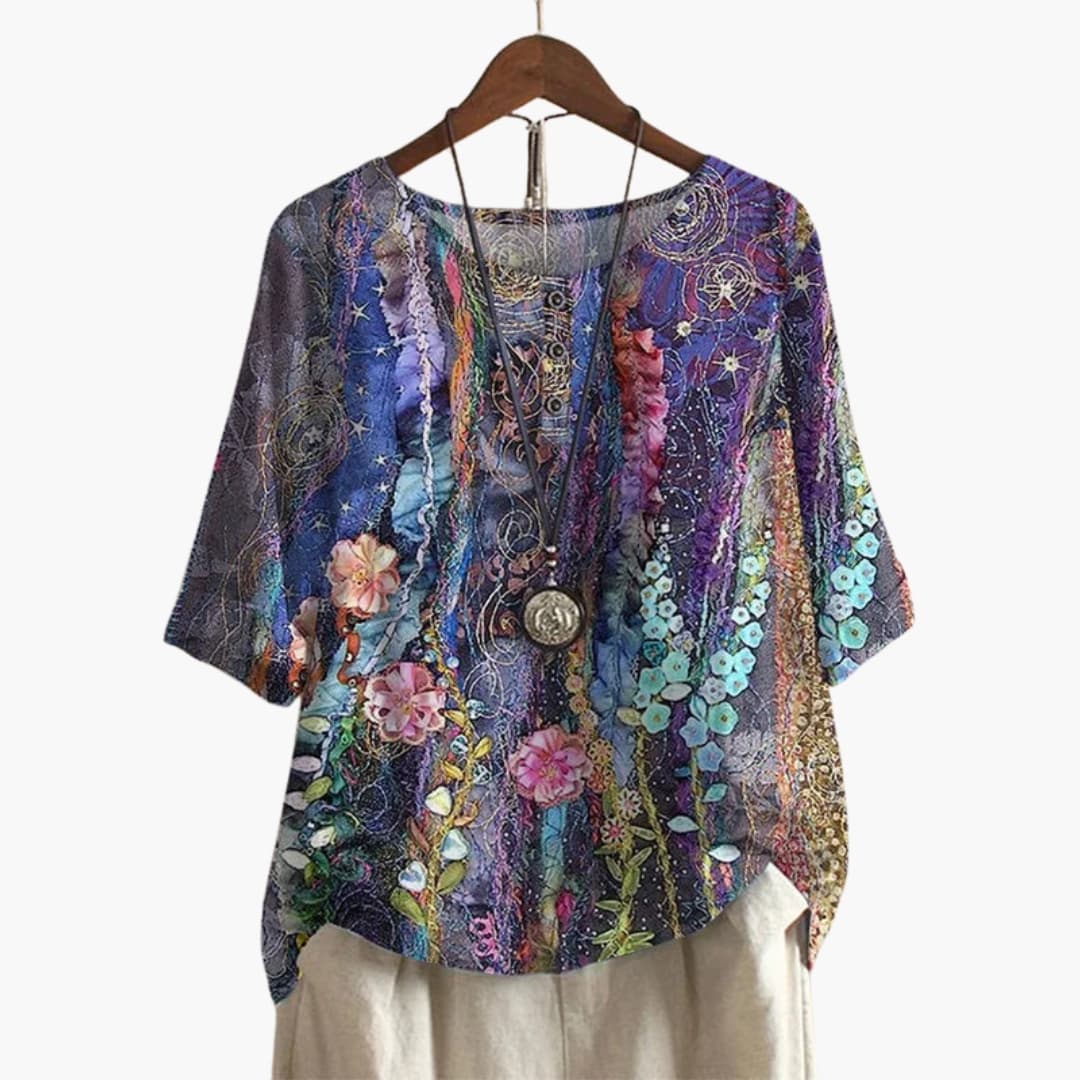 Women's Long Sleeve Blouse Loose Fit Printed