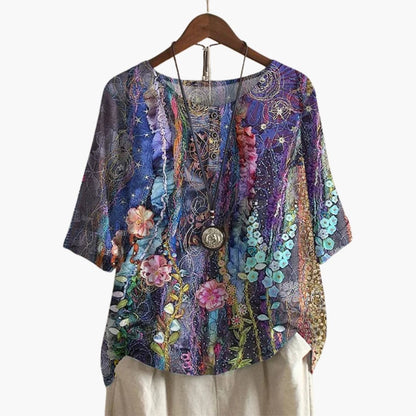 Women's Long Sleeve Blouse Loose Fit Printed