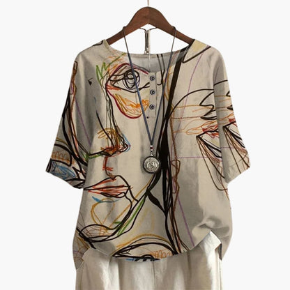 Women's Long Sleeve Blouse Loose Fit Printed